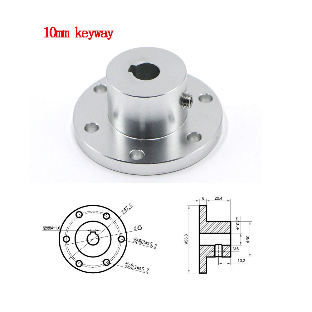 Flens Koppeling Spiebaan Aluminium Diameter 8/10/12/14/15/16/18Mm omni-Directionele Tarwe Wiel Flens Koppeling Voor 3D Printer