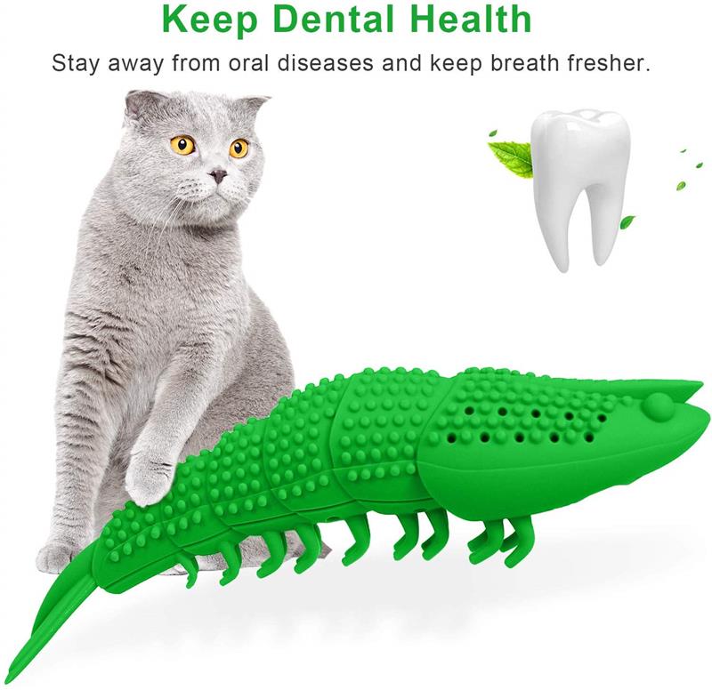 Tannbørste tygge leketøy katteleker interaktiv katt til kattunge katter tenner rengjøringe tannpleie kreps form kjæledyr leketøy katt