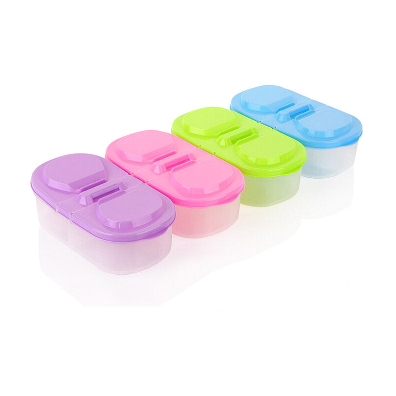 Caja de almacenamiento de alimentos con cubierta de doble compartimento, refrigerador de cocina multifunción portátil, lata de plástico sellada de grano MISCELÁNEA