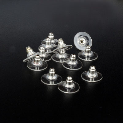 100 stks/partij Rubber Clear Earring Back Stopper Siliconen Ronde Earring Back Stoppers Bullet Butterfly Earring Back Stoppers: silver round