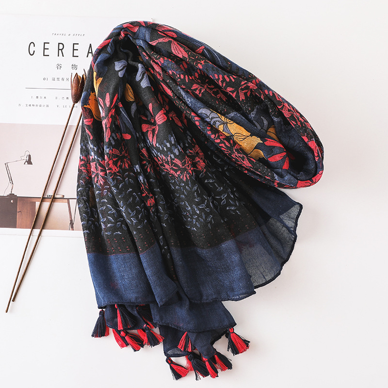 1Pc Vrouwen Viscose Sjaal Lente Dames Vierkante Zakdoek Marineblauw Herfst Dunne Sjaals En Wraps Moslim Hijaabs