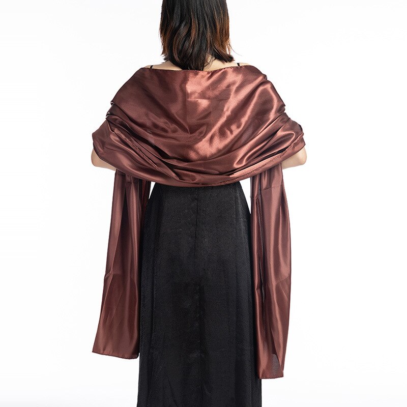 Vestido de noche largo de satén para mujer, bufanda protectora para cuello, pañuelo para la cabeza, capa fina con borlas para , chal cálido, Hhijab, Q63: Marfíl