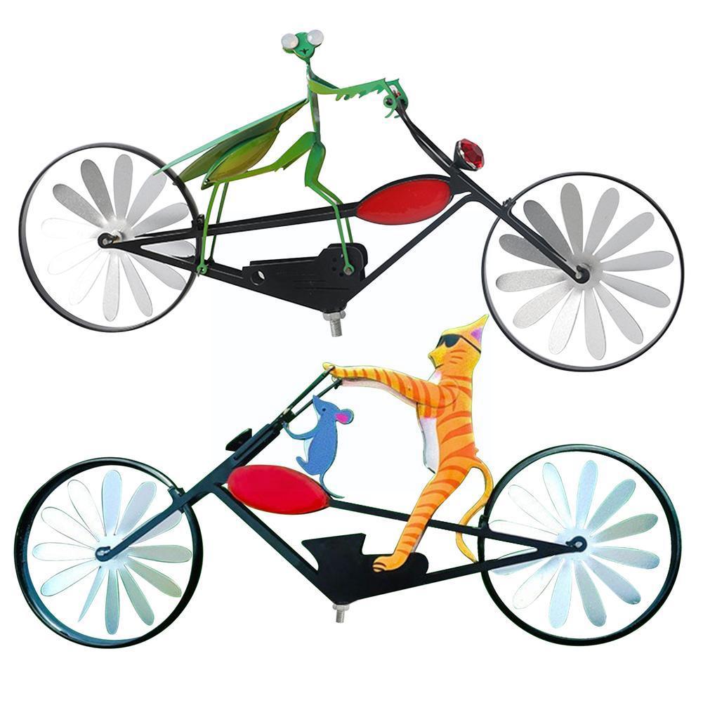 Iron Art Pastoral Windmill Decoration Animal Motorcycle Metal Ornament Courtyard Handicraft Stake Garden Rotation Windmill Y1P1