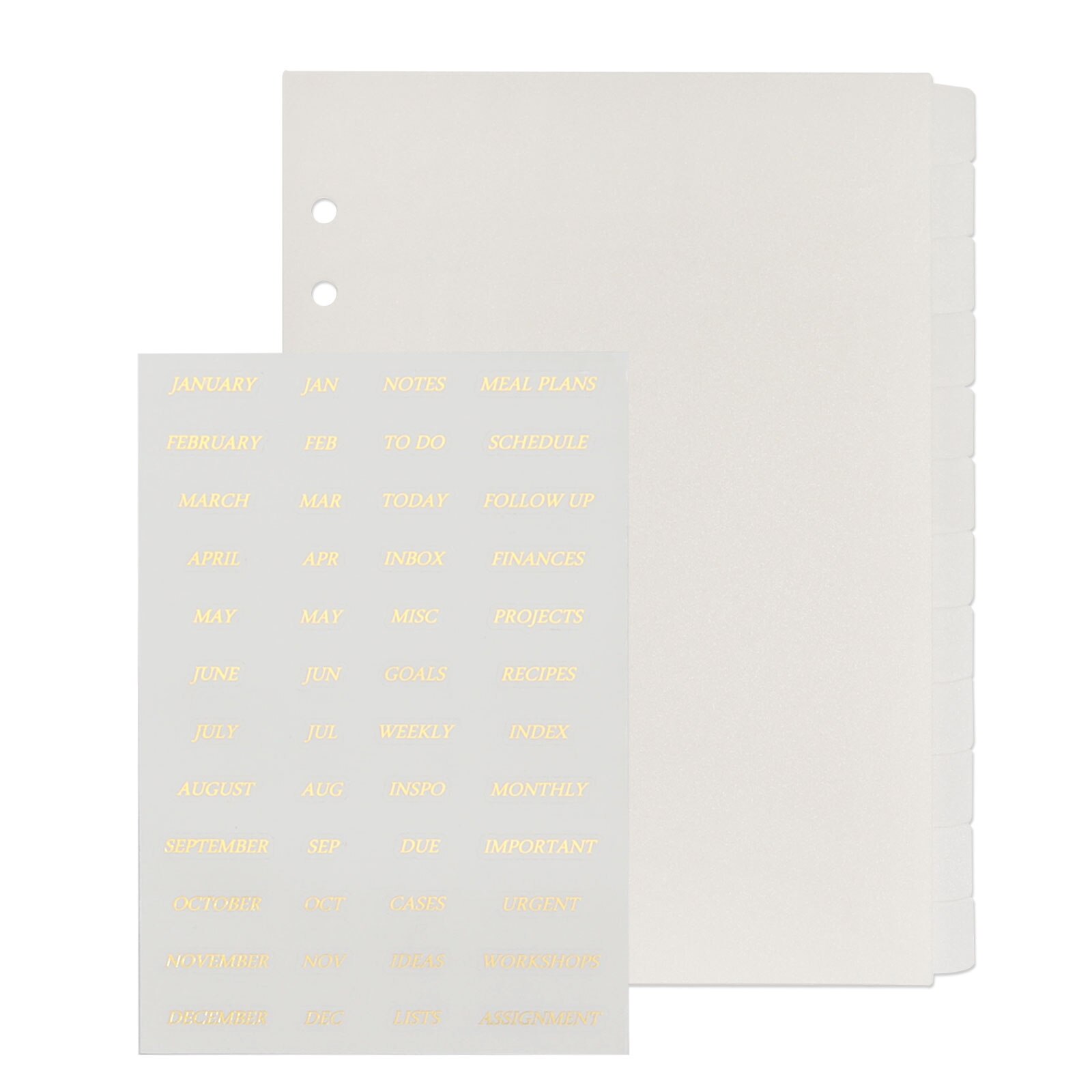 Neutral Foild Gold Stickers A5 Tabbed Divider Plasctic Book Dividers 12 Tabs Notebook 6 Hole Index Tabs Planner Divider Pages