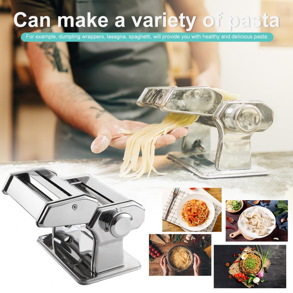 Pasta Maker Double Cutter 6 Adjustable Thickness Stainless Steel Control Washable Adjustable Pasta Maker Machine for Spaghetti