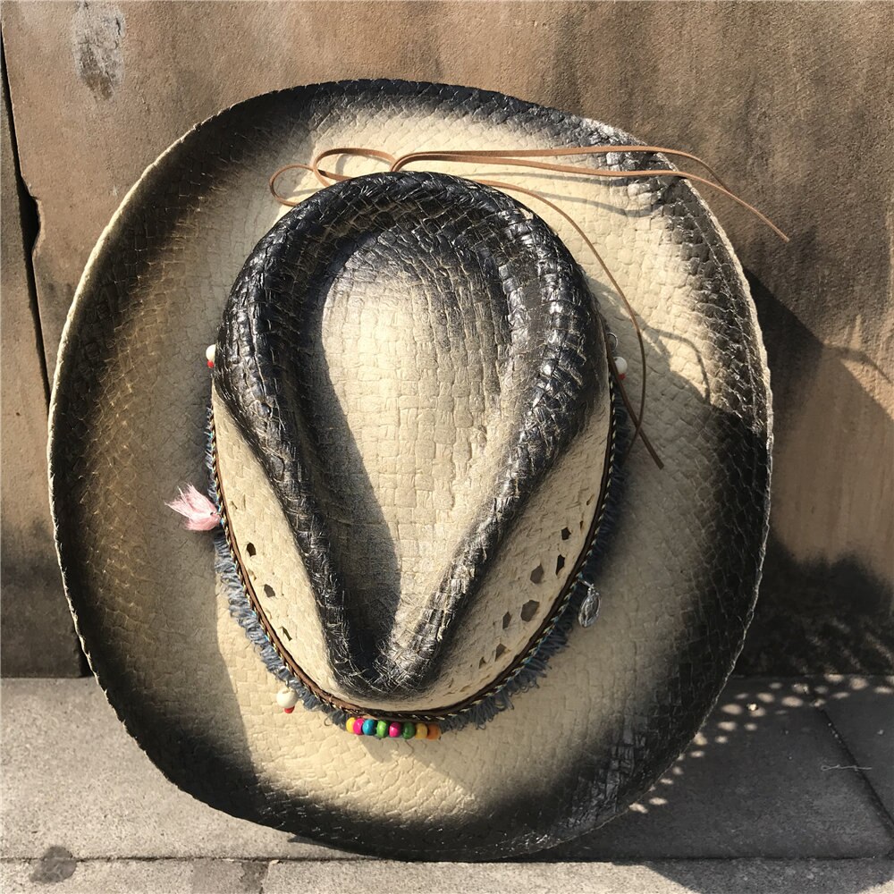 Vrouwen Hollow Western Cowboy Hoed Zomer Lady Schipper Sombrero Hombre Hoed Tovenaar Kwastje Sunbonnet Zonnehoed