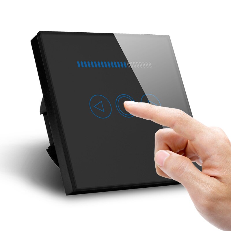 Aseer Eu Standaard Schakelaar, Smart Switch Dimmer 500W, Luxe White Crystal Glass Panel,AC110 ~ 240V Led Dimmer Muur Schakelaar: Black dimmer switch