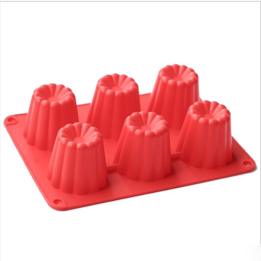 6 Gaten Canele Vorm Kaars Siliconen Zeep Mal Pudding Chocolade Chiffon Mousse Cake Decorating Bakken Tool Fondant Food Grade: Default Title
