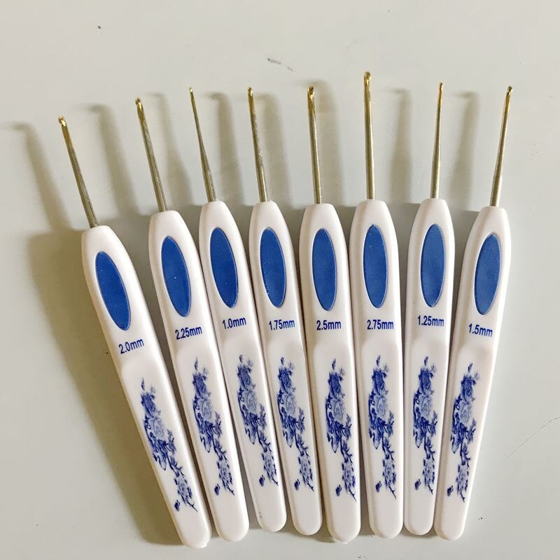 8 Stuks Gedrukt Bloem Aluminium Haaknaalden Plastic Handvat Breinaalden Set Hoeden Truien Sokken Sjaals Weven Tool: Small crochet