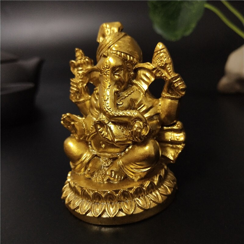 Guld lord ganesha buddha statue hjem havedekoration indisk ganesh elefant gud skulptur figurer ornamenter buddha statuer