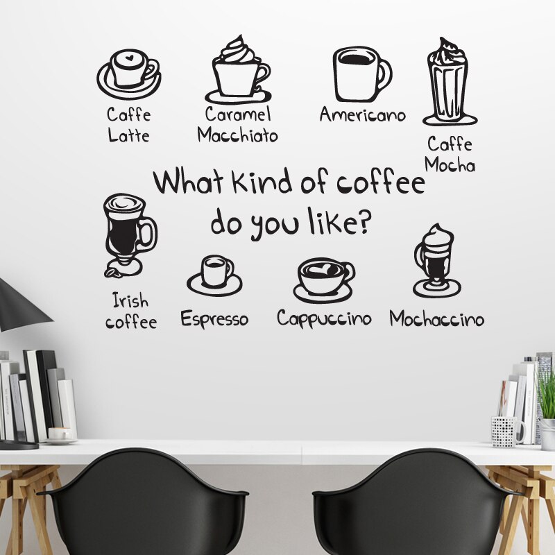 Coffee Shop Sticker Bean Milk tea Decal Cafe Cup Vinyl Art Wall Decals Decor Mural Decoration Break Coffee Glass Decals CAFE1003