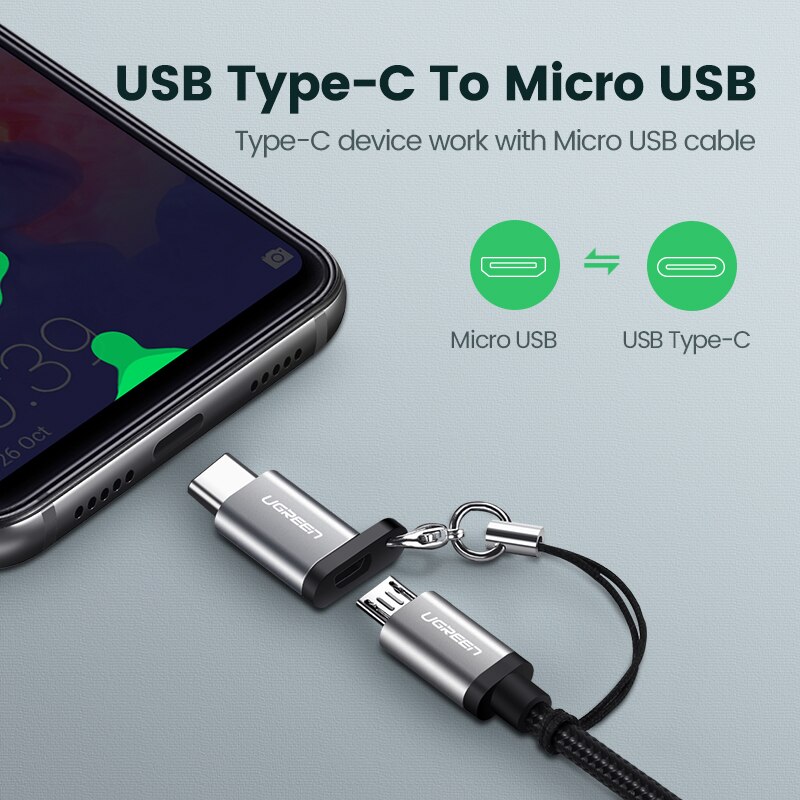 Ugreenマイクロusb cケーブルコンバータusbタイプcにotgアダプタmacbook proのサムスンS10 xiaomi usb cアダプタデータケーブル