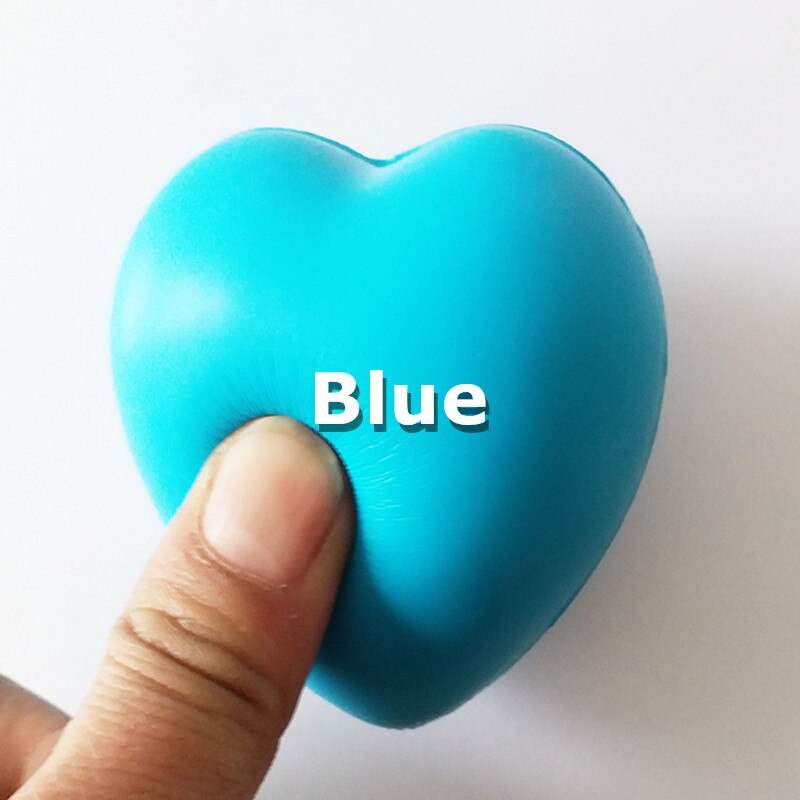 Sweet Heart Shaped Stress Relief Bal Oefening Stress Squeeze Elastische Rubber Soft Foam Bal Bal Speelgoed: Blauw