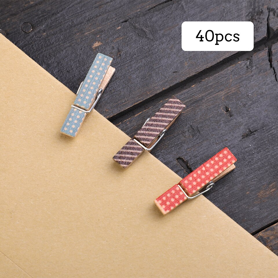 40 Stuks Hout Kleur Geschilderd Gedrukt Kleine Houten Clips Gebruikt Als Foto Clips Craft Decoratie Clips Kleren Clips Voor Dagelijks levert