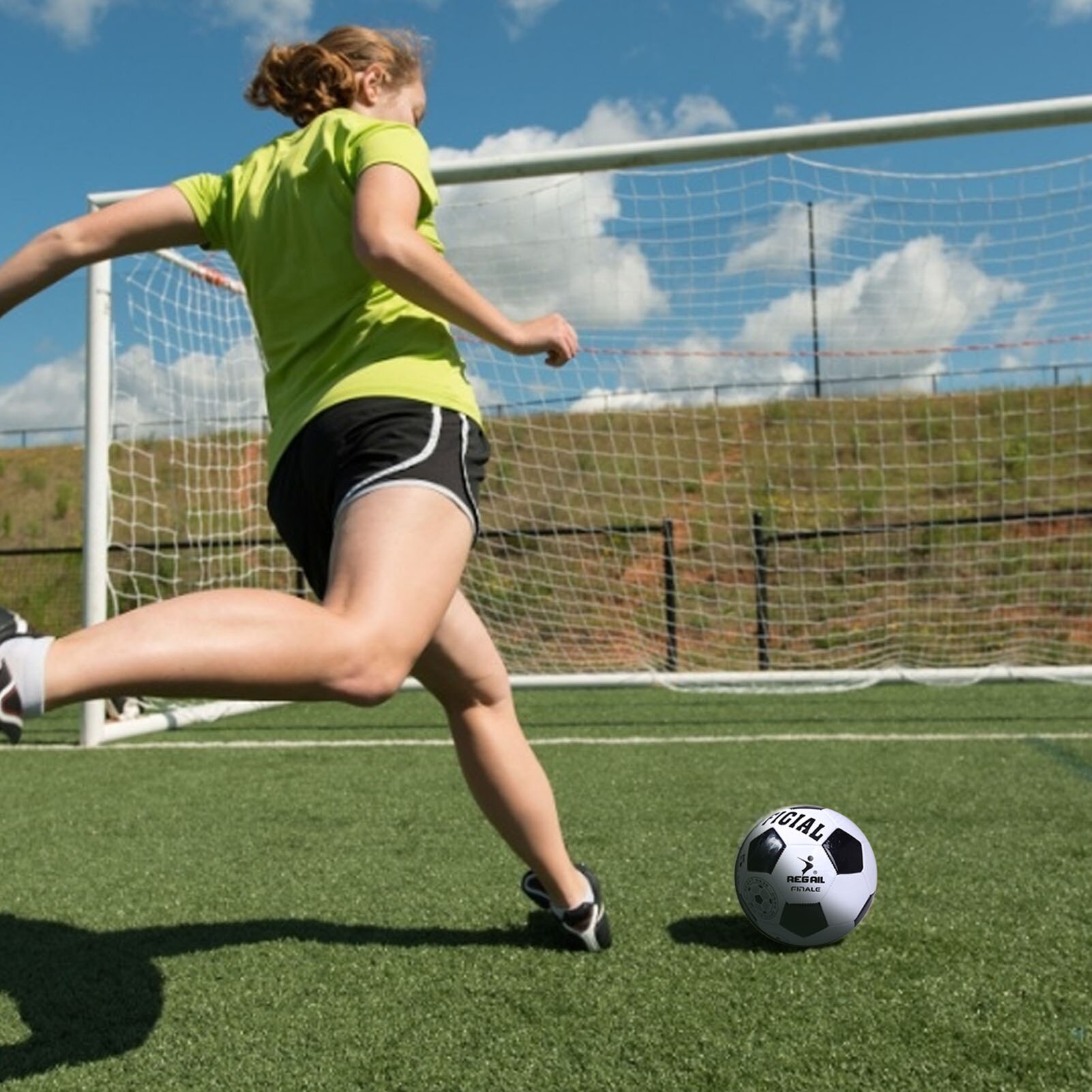 Calcio in pelle PU taglia 5 19 punti calcio cucito a macchina con 2 strati di fodera per attrezzature da calcio per adolescenti