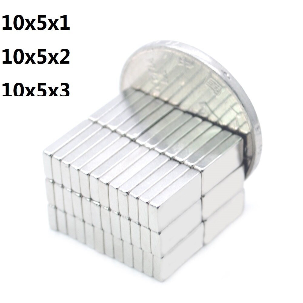 Super Sterke Rechthoekige Vierkante Magneten Zeldzame Aarde Neodymium Ijzer Borium Permanente Magnetische Blok Magneet N35 10X5X1 10X5X2 10x5x3