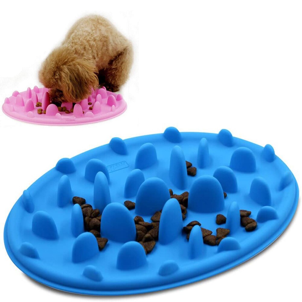 Pet Dog Feeding Food Dish Bowl Slow Feeder Puzzle Anti-Choke Silicone Puppy Slow Eating Feeder Dish for Small Medium dogs Cats