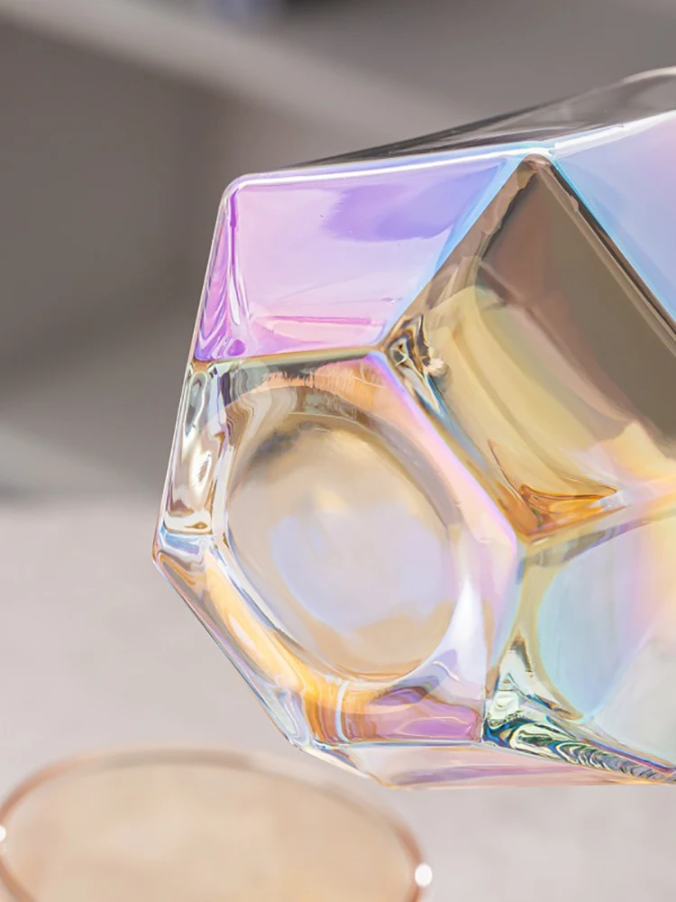 300ml Hexagonal Edge Wine Glasses Transparent Cocktail Glass Party Bar Club Banquet Drinking Ware Champagne Lemon Water Cup