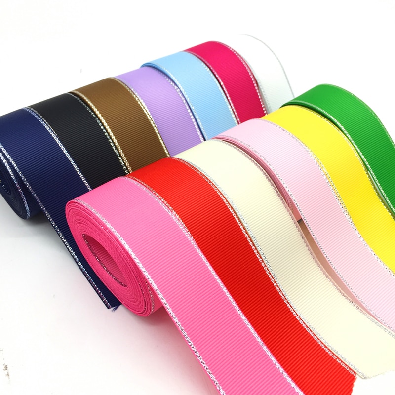 5 Yards 1 "(25mm) lint Bruiloft Decoratie Zilver Metallic Edge Grosgrain Lint Cadeaupapier Haar Strikken DIY Kerst Lint: Color mixing 12m