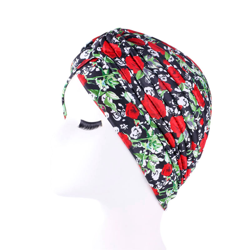 Kvinders print blomsterknude kræft flæse kemohue beanie tørklæde turban hoved wrap strikket hue hårtab tilbehør