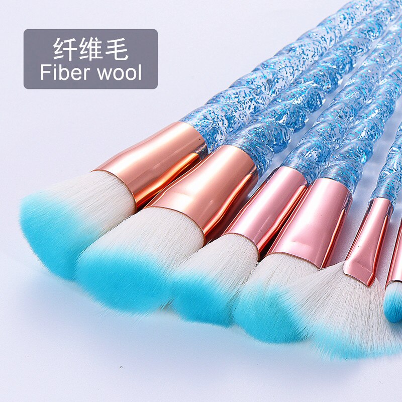 10Pcs Diamond Make-Up Kwasten Set Crystal Brush Powder Blush Foundation Oogschaduw Borstel Eenhoorn Make Up Kits Blending Brush