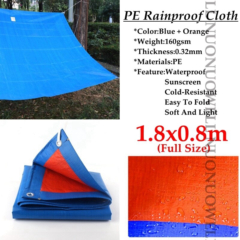 Espesor 0,32mm azul y lona naranja de PE impermeable paño jardín patio suculento coche lona balcón suculenta cubierta: 1.8x0.8m