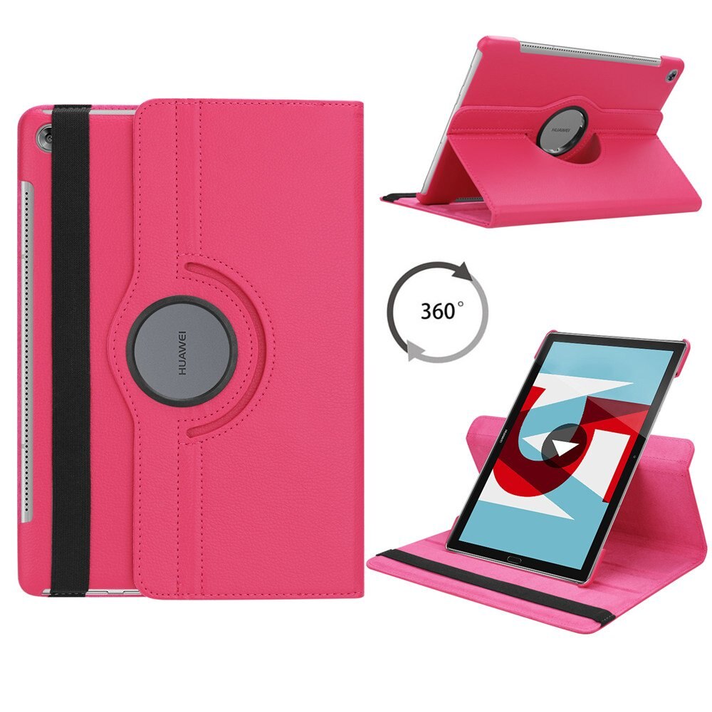 Dla Huawei MediaPad M5 10.8 calowy pokrowiec na Tablet Huawei MediaPad M5 Pro 10 10.8 "360 obrotowy stojak odwróć Pu skórzane etui: M5 10.8 rose red