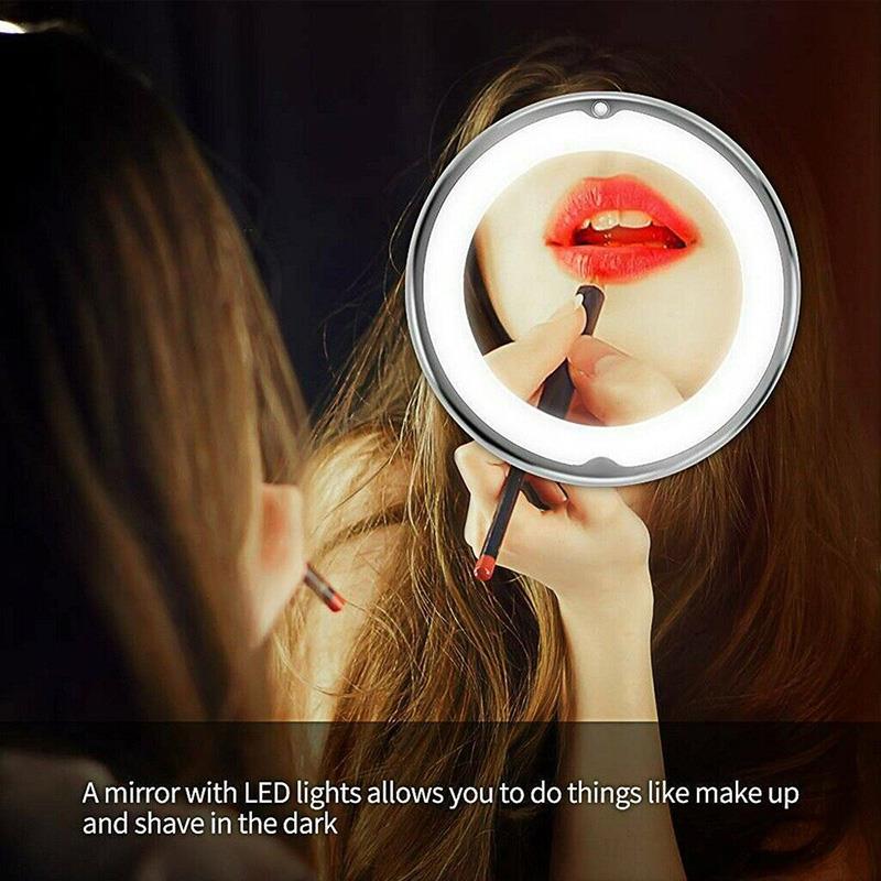 360 Rotation Flexible LED Makeup Shaving Mirror Lighted 10X Magnifying Makeup Mirror Power Locking Suction Cup Adjustable