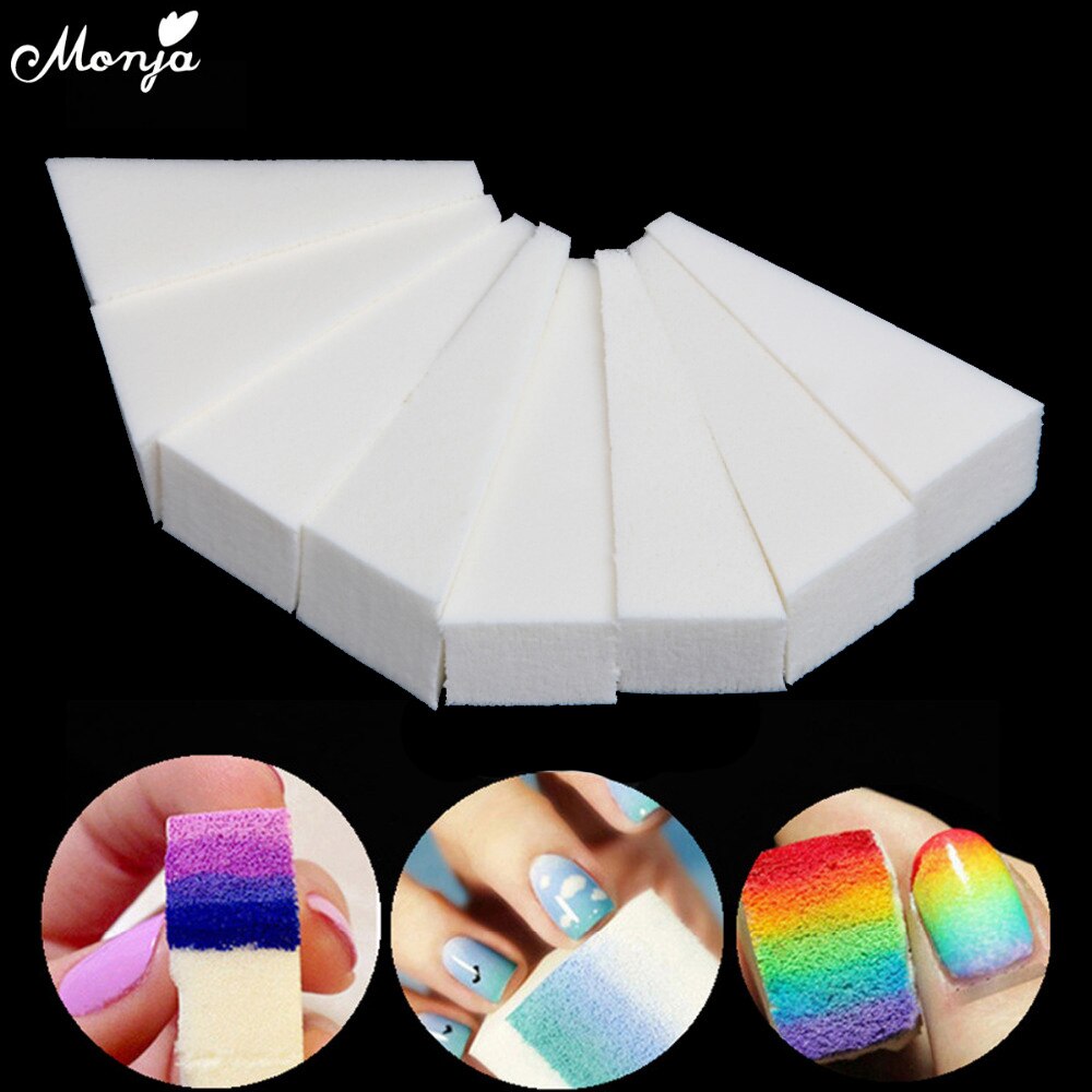 Monja-Gel triangular suave para decoración de uñas, 8 Uds., degradado de Color, esponja de estampado, herramientas de manicura