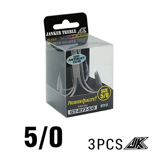Jk GT-R77 4/0 5/0 6/0 Dreggen Vissen 7X Sterke Triple Vishaken Tee Haak Doos Dreg Zeevisserij accessoires: GT-R77-5 l 0 -3pcs