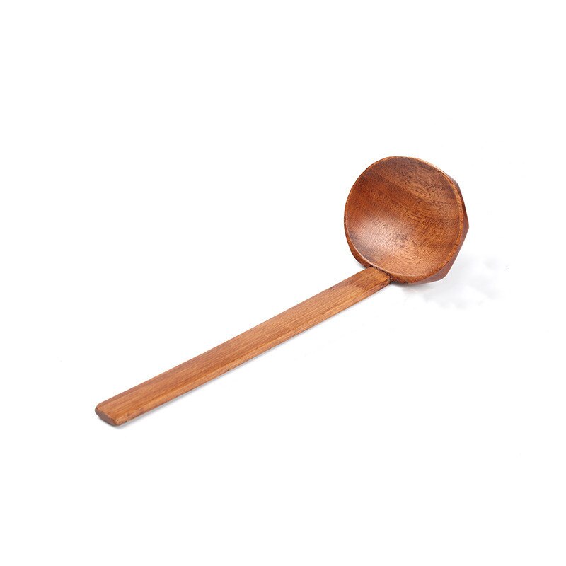 Cuchara de sopa de Ramen, cuchara de sopa de fideos japoneses con agujeros, cuchara grande de madera de cocina coreana, cuchara de madera: no hole