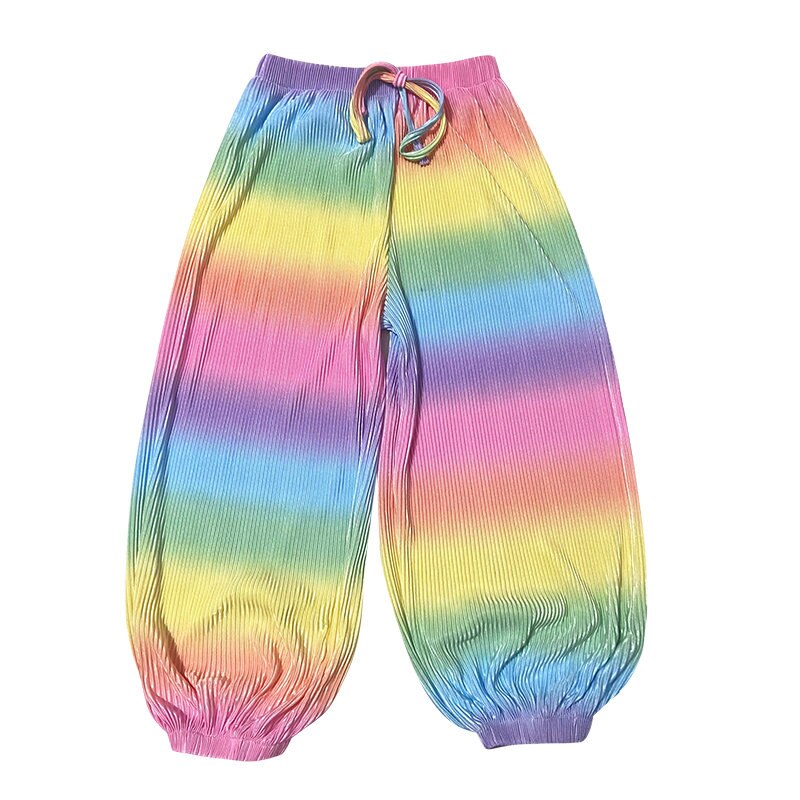 Pantaloni Harem Casual per ragazze adolescenti 2022 pantaloni anti-zanzara estivi pantaloni arcobaleno moda allentata pantaloni Cool per bambini 6 8 10 12 14 anni: 7