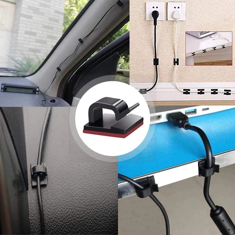 Cable Organizer Clips Wire Winder Manager Holder Earphone Mouse Cord Clip Protector Self Adhesive USB Cable Management For Car