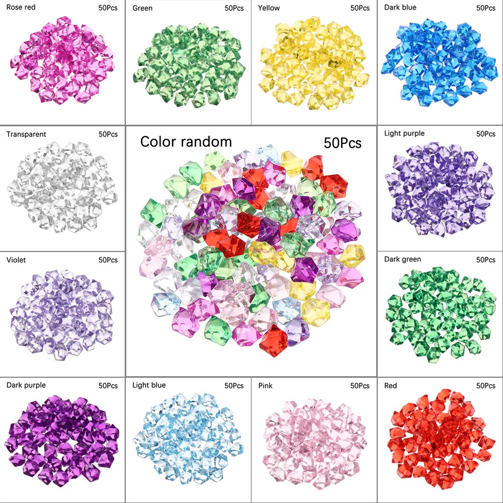 50Pcs Colorful Art Artificial Stones Crystal Ice Cubes Vase Filler Wedding Ornament Garden Cobblestones Aquarium Decoration