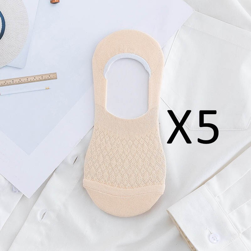 5 Pairs/Lot Invisible Candy Cotton Breathable Socks Non-Slip Mesh Women Summer Girls Casual Short Ankle Boat Low Cut Lady Sox: 9