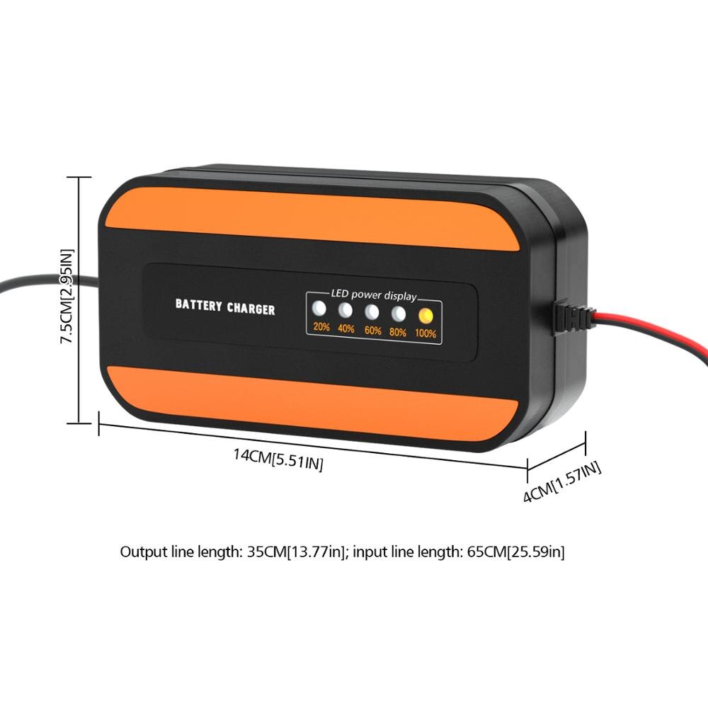 12V Fully-Automatic Smart Charger Digital Pulse Repair Lead-acid Battery Charger Motorcycle Car Battery Charger