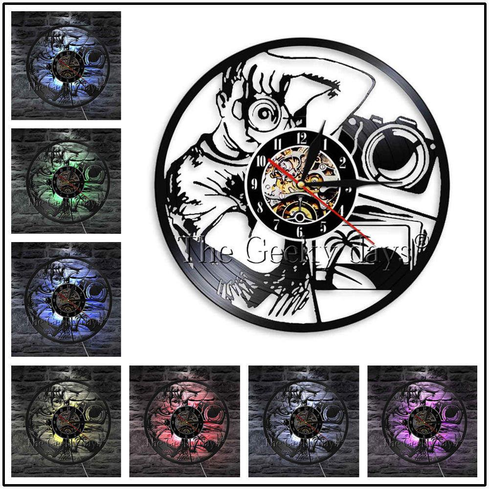 Fotograf Nehmen sterben Foto Wanduhr Moderne Vinyl aufzeichnen 3D Hängen Stille Uhren Kunst Dekor Für Fotografen&#39; Studio: 12 Zoll ohne LED