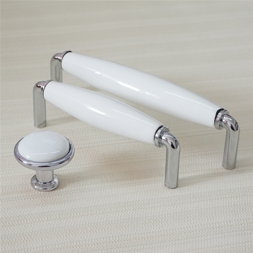 Pomo de cerámica para Manilla de puerta de 3,75 "y 5", pomos de tirador de armario cromado y plateado, tiradores modernos para cajones, Hardware para muebles
