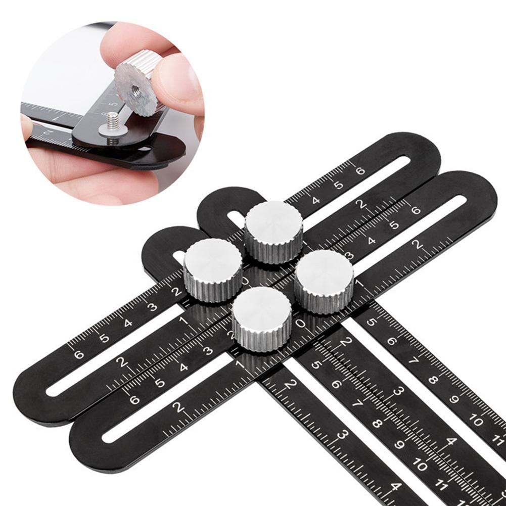 Practical Metal 4 Folding Ruler Builders Drawing Measure Angle Four-Sided Protractors Forms Template Tools Protractor