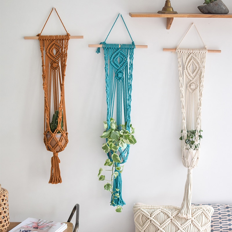 Macramé para planta hecho a mano, colgador de maceta para jardín, hogar, balcón, colgador de pared de macramé
