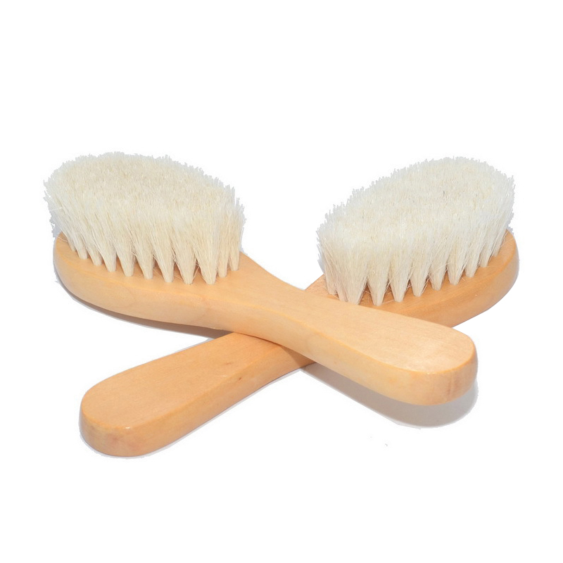 Cepillo de madera para bebé, peine de lana Natural pura, cepillo para bebé recién nacido, cepillo para el cabello infantil, masajeador de cabeza, cuidado del bebé