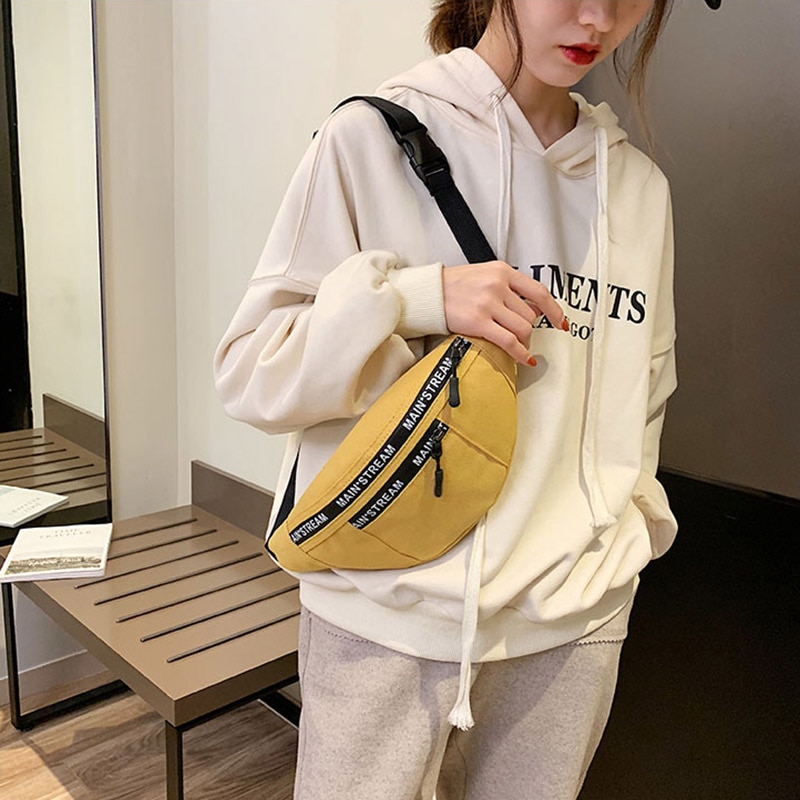 Women's Fanny Pack Casual Canvas Chest bag Simple Backpack Outdoor Sports Style Waist Bag Bum Belt Bags Leg Pouch 030411