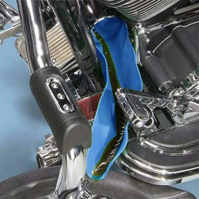 Fleksibelt dræningsværktøj sammenklappelig biloliepåfyldningstragt med lang mund, blå lille