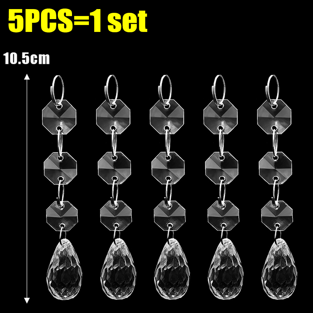 5-48 Stuks Kerst Ornamenten Kristal Boom Decoraties Transparante Ijs Strip Hanger DIY Teardrop Kroonluchter Kerst Bruiloft Kralen: L / Deep Sapphire
