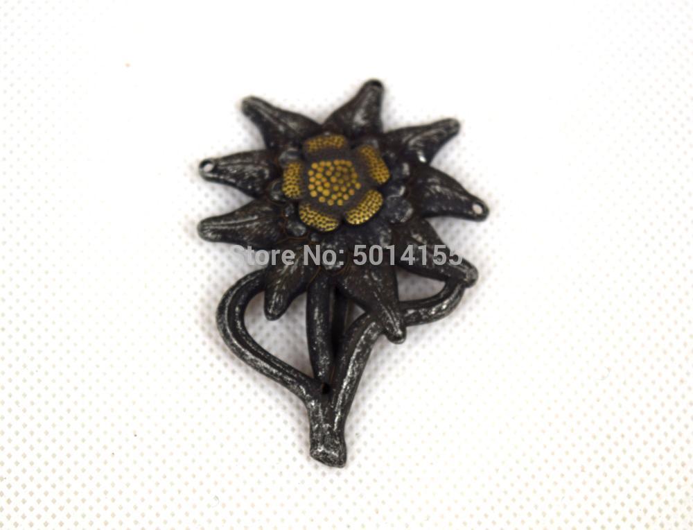 Ww ii tysk kontor edelweiss mountain metal cap badge insignier sølv sort