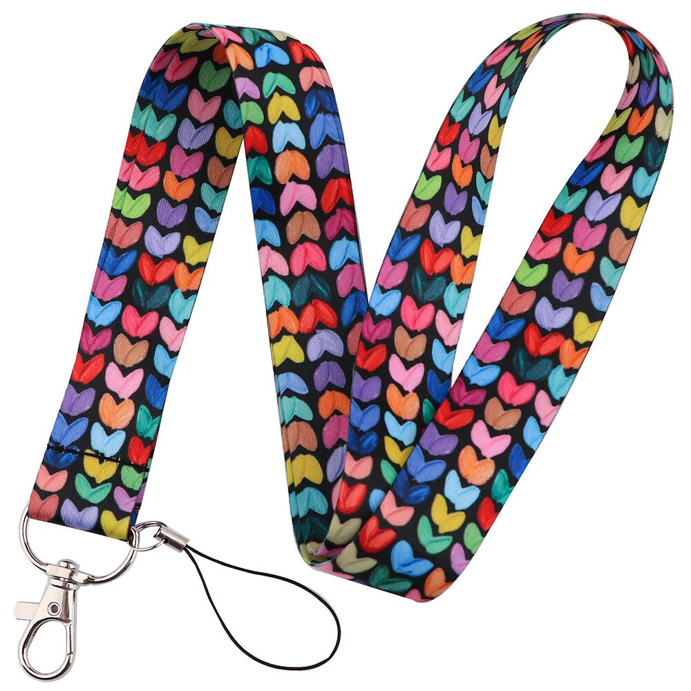 Color Block Love Pattern Print Neck Straps Keychain Lanyard USB ID Card Badge Holder DIY Hanging Rope Webbing Ribbon Accessories: 01