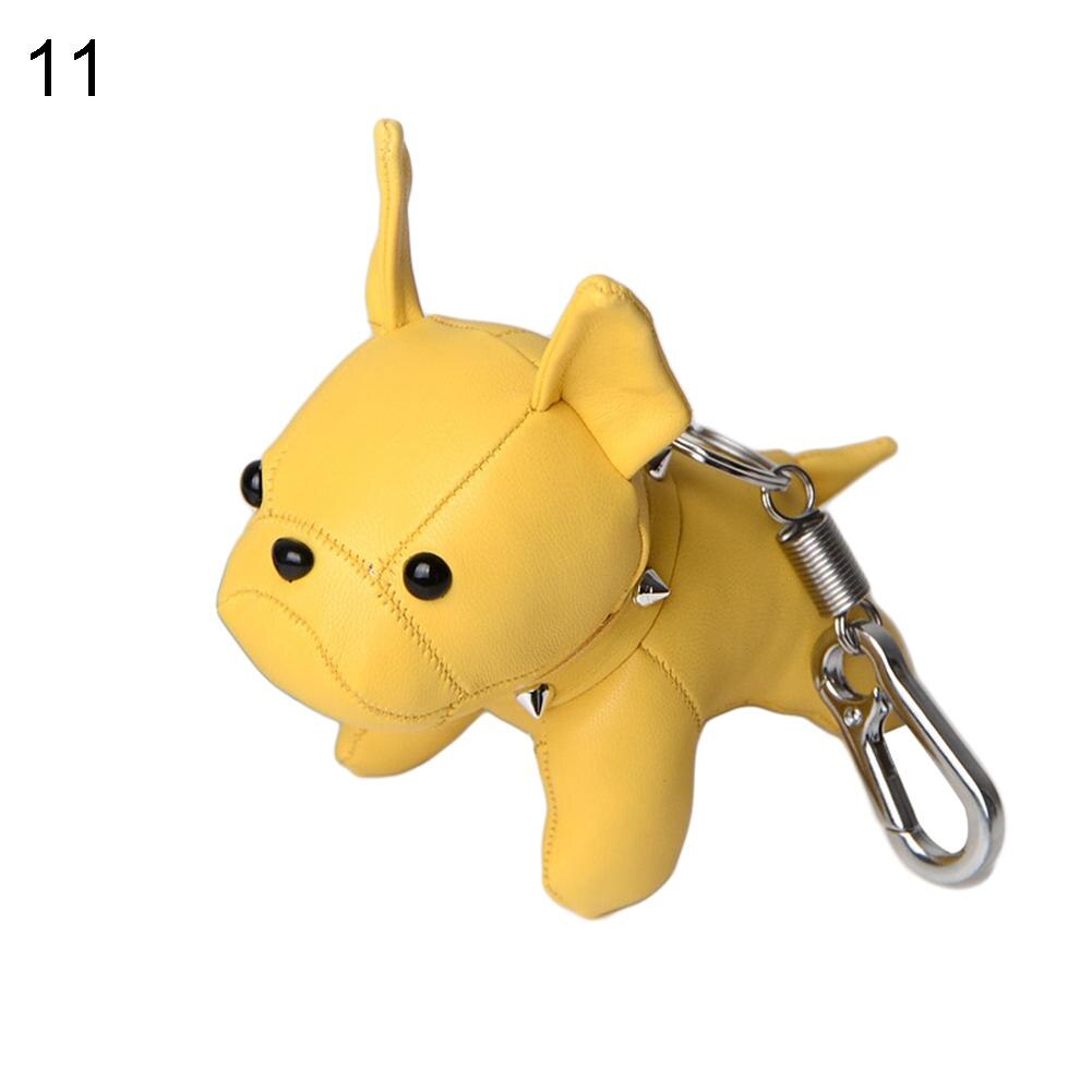 Mini Bulldog Puppy Keychains Faux Leather Doll Key Rings Hanging Pendant Key Holder Charm Bags Decor Car Trinket Punk Chaveiros: 11