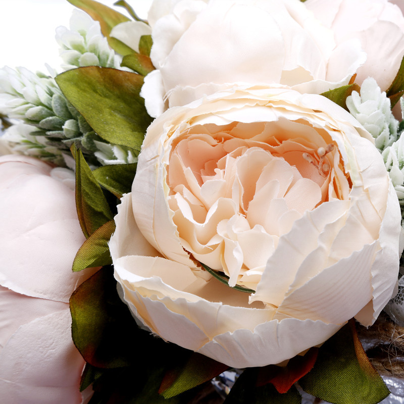 Wedding Bouquet White Silk Peonies Roses Wedding Bridal Bridesmaids Bouquets Flowers Marriage Home Floral Decor SPH013