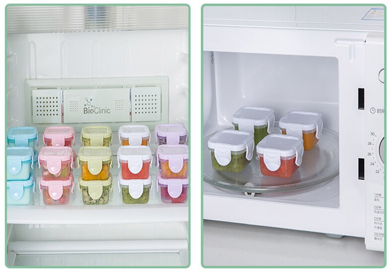 Cajas de almacenamiento de alimentos para bebés, vajilla de Color caramelo para niños, caja sellada, contenedores de comida para bebés, tazas reutilizables con bandeja, 6 unids/lote