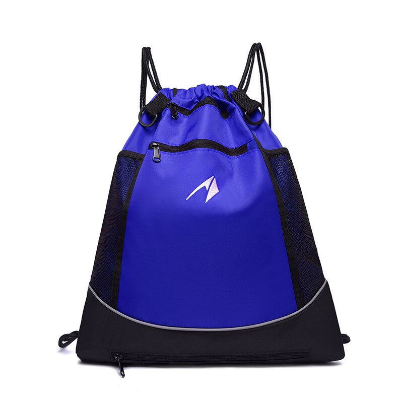 Mochila de baloncesto ligera a la , bolso de viaje para deportes al aire libre, con forma redonda, correa ajustable para el hombro, bolsas con cordón: Azul